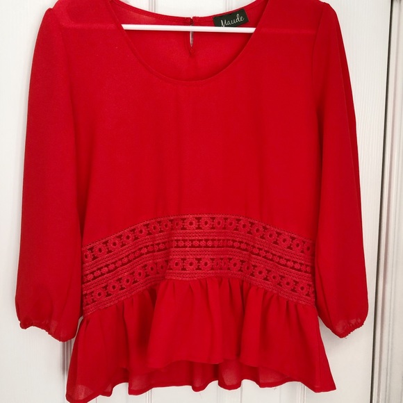 CLOSET CLOSING TODAY!!! Red Peplum Top - Picture 2 of 5
